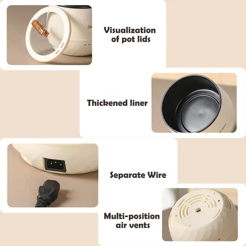 Vista 4 de Olla arrocera pequeña multifuncional, mini olla eléctrica/olla caliente para 1-2 personas 6 en 1 multifuncional multifunción multifunción olla