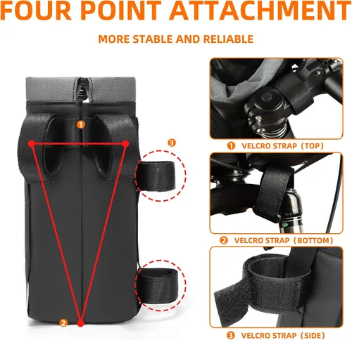 Vista 6 de Bolsa de manillar de bicicleta, ligera, impermeable, para marco frontal, almacenamiento de tubo superior, bolsa de bicicletas de gran capacidad