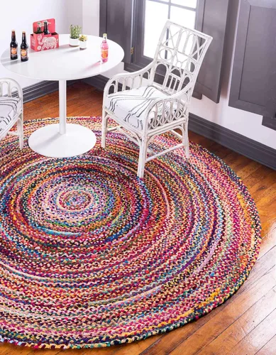 Vista 8 de Unique Loom Colección Trenzada Chindi - Alfombra de área (1 pie 2 pulgadas x 6 pies 1 pulgada, pasillo, multi/azul)