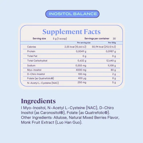 Vista 7 de B-fit B Inositol Balance - Inositol 40:1 Myo & D-Chiro - Apoya el equilibrio hormonal y la salud ovárica - Suplemento alimenticio en polvo - Sabor a