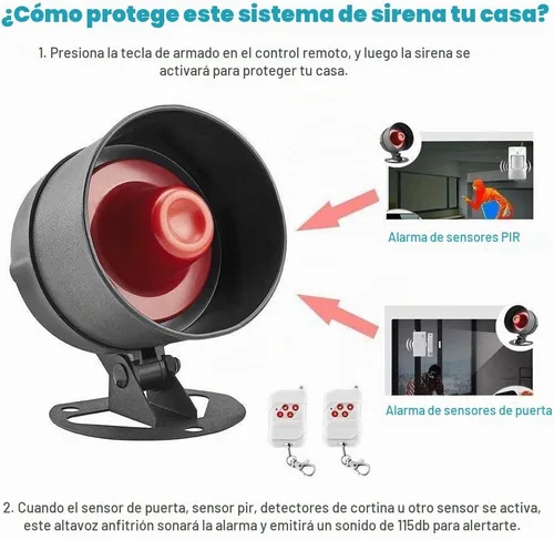 Vista 4 de Sistema de seguridad para el hogar KERUI, para interior y exterior, resistente a la intemperie, con sirena, sensores para ventanas y puertas, sensor