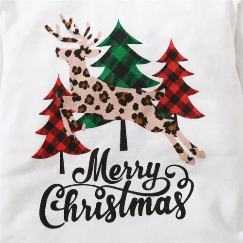 Vista 3 de Honykids Conjunto de ropa de Navidad para bebé recién nacida con falda de tirantes + diadema