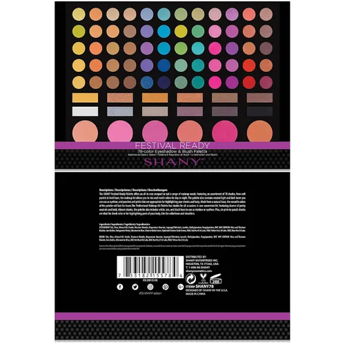 Vista 3 de SHANY - Paleta lista para festivales - Sombras de ojos altamente pigmentadas y mezclables, maquillaje rubor y polvo facial. Kit de maquillaje con 78