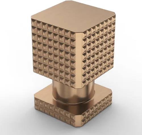 Vista 8 de 9BUILD Paquete de 10 pomos dorados cepillados de 1.1 pulgadas para gabinetes de cocina, perillas cuadradas de cocina para armarios, pomos dorados