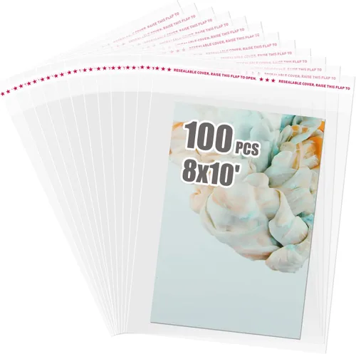 Vista 17 de Egofine Bolsas de celofán autosellables, 100 bolsas transparentes resellables para tapetes de fotos de 10 x 14 pulgadas