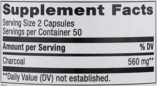 Vista 3 de Nature's Way Carbón Activado, une materiales y gases no deseados en el tracto digestivo*, 560 mg por porción de 2 cápsulas, 100 cápsulas