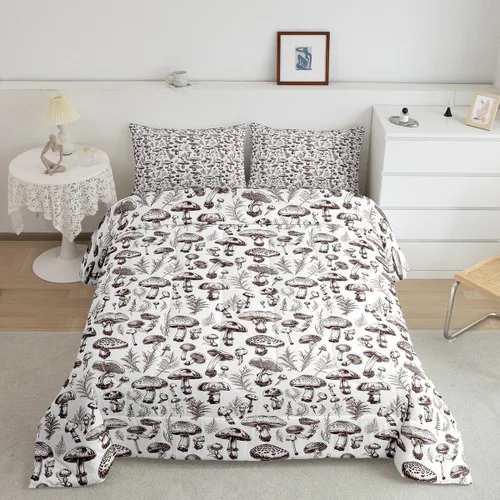 Vista 16 de Juego de edredón de champiñones para niños, tamaño individual, juego de ropa de cama romántica con sol, luna, cielo estrellado y galaxia, decoración