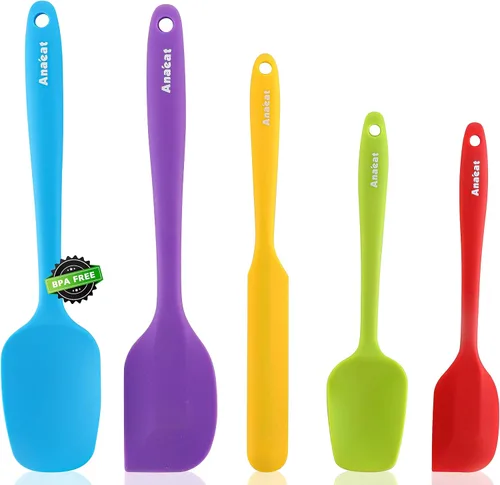 Vista 8 de Anaeat Juego de 4 espátulas de silicona - Diseño sin costuras de una sola pieza - Espátulas de goma antiadherentes para rallador de cocina