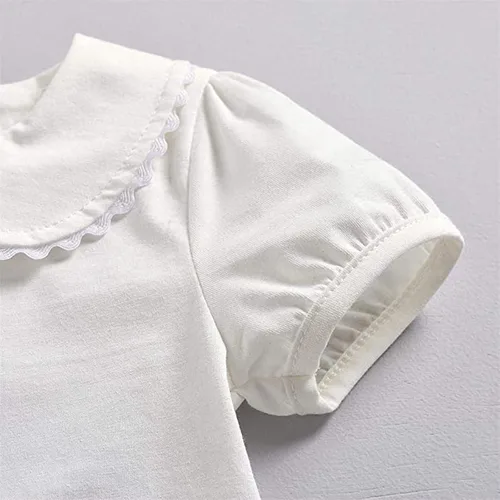 Vista 3 de Admireme Camisa con cuello de Peter Pan para bebé, camiseta de manga corta para niñas