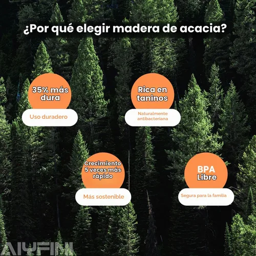 Vista 7 de Utensilios de madera no tóxicos para cocinar - Acacia natural y sin pegamento, juego de espátulas grandes de 15.4" con mango largo resistente al