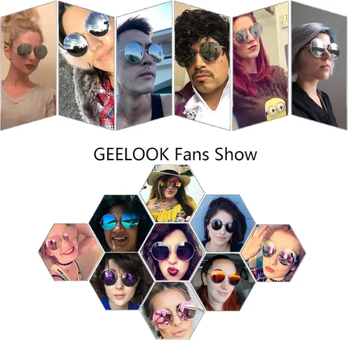 Vista 3 de GEELOOK Round Sunglasses for Women Men Classic Oversized Circle Mirrored Hippie Hipster Polarized Sunglasses Metal Frame