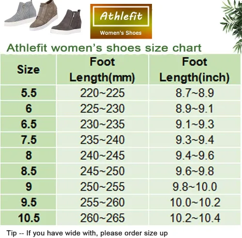 Vista 7 de Athlefit - Zapatos deportivos de cuña de plataforma para mujer, con tacón oculto, botines de cuña oculta