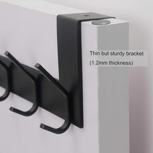 Vista 5 de WEBI Ganchos sobre la Puerta Colgador de Puerta, Toallero sobre la Puerta con 6 Ganchos para Colgar, Colgador de Abrigos y Toallas para Puerta Negro