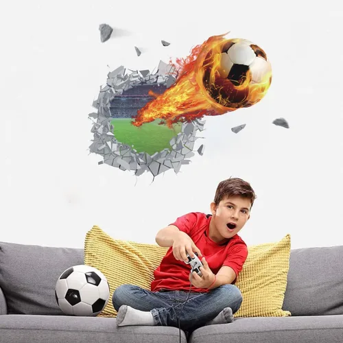 Vista 2 de IARTTOP Decoración de pared de fútbol 3D – Calcomanías de fútbol para decoración de habitaciones – Dispara para niños, niños, aula, dormitorio