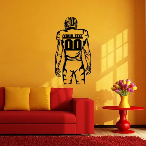 Vista 5 de GodLover Arte de pared de metal de fútbol personalizado de lujo, letrero con nombre personalizado, decoración de jugador, regalos de dormitorio