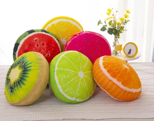 Vista 4 de Cojín de fruta Cojín redondo grueso Cojín reposacabezas (13.7 pulgadas, kiwi)