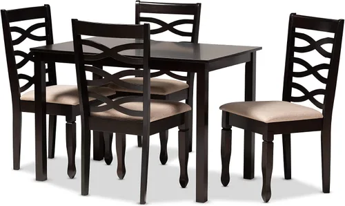 Vista 11 de Baxton Studio Lanier - Juego de sillas de comedor de 2 piezas, tapizadas de tela gris, madera con acabado marrón expreso Gris/Café Espresso