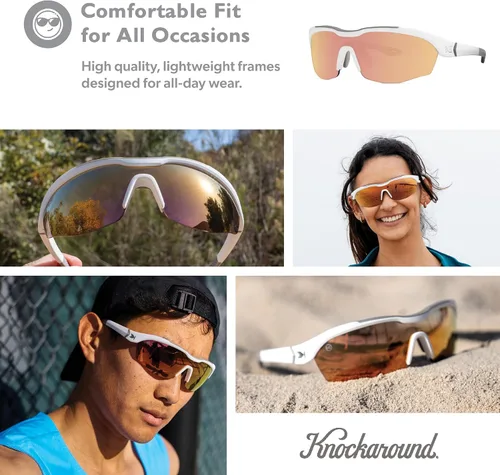 Vista 8 de Knockaround Kinetics Sport Sunglasses for Men & Women - Wraparound Sunglasses - UV400 Protection - Running, Golf, Baseball