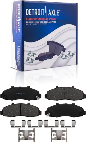 Vista 2 de Detroit Axle - Pastillas de freno para Ford F-150 99-03, 02 Lincoln Blackwood, Pastillas de freno de cerámica delanteras y traseras con repuesto