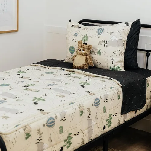 Vista 19 de Beddy's Juego de ropa de cama todo en uno con cremallera para niños, diseño Beige