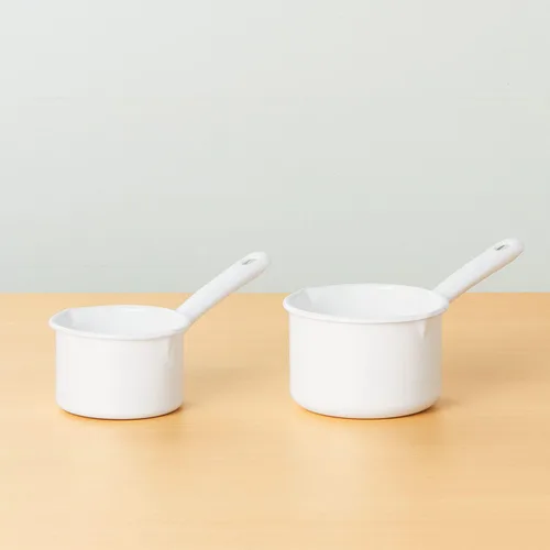 Vista 5 de Nichinichi Tools YN-M12 Noda Horo - Sartén para leche con una sola mano para fuego de gas, fabricada en Japón, color blanco, 4.7 pulgadas (4.7 in)