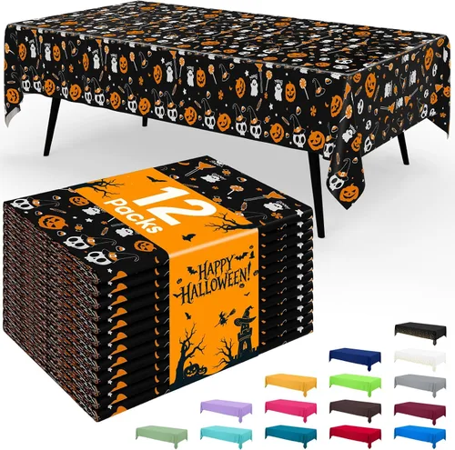 Vista 117 de Smiry - Juego de 6 manteles desechables, 54 x 78 pulgadas, manteles impermeables rectangulares para fiestas, cubierta de mesa de plástico