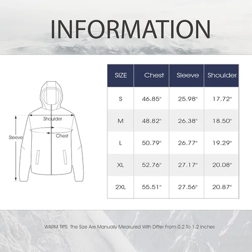 Vista 6 de ALPHA CAMP Men Waterproof Jacket with Hood Rain Coat Windbreaker All Weather Breathable Long Soft Shell