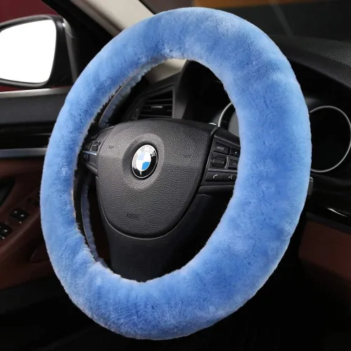 Vista 29 de Funda de volante de piel de oveja suave y esponjosa, para vehículo universal, mujeres y hombres, 14,5-15,5 pulgadas, accesorios peludos