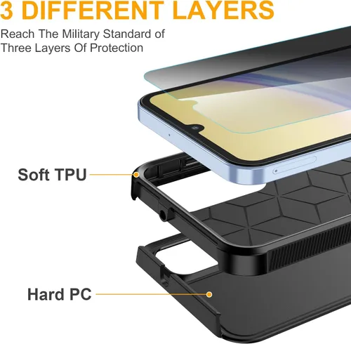 Vista 4 de jaroco para Samsung Galaxy A15 5G Funda para teléfono con [1 pieza de película anti-mirones] [a prueba de golpes] [a prueba de caídas]