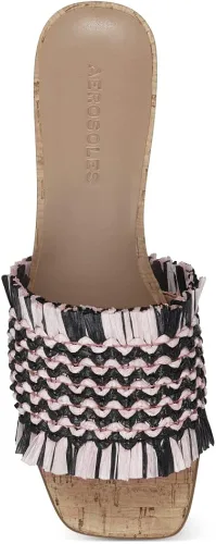 Vista 9 de Aerosoles Sandalias de tacón Rufina para mujer, Rosa Combo Rafia Vegana