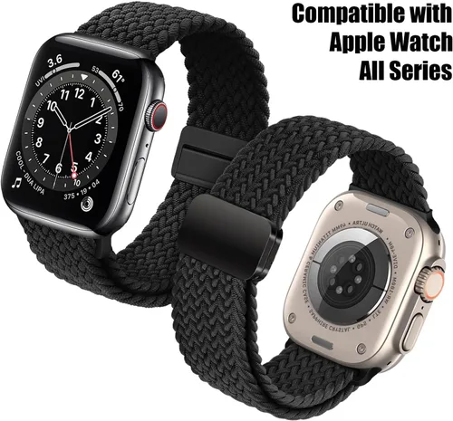 Vista 5 de MroTech Sport Solo Loop, compatible con correas de Apple Watch de 1.61, 1.57, 1.496 pulgadas, para mujeres y hombres, correa trenzada de nailon
