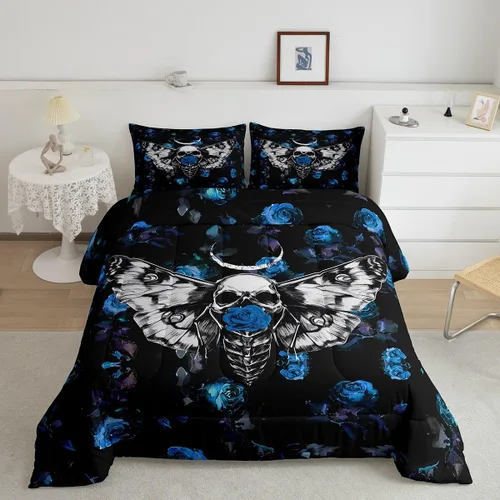 Vista 17 de Erosebridal Juego de ropa de cama de guepardo con rosa azul, juego de edredón con estampado de leopardo y gato, edredón romántico de plumón