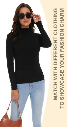 Vista 5 de SIMIYA Camisas de manga larga para mujer, de cuello alto, capa base suave, ropa interior térmica