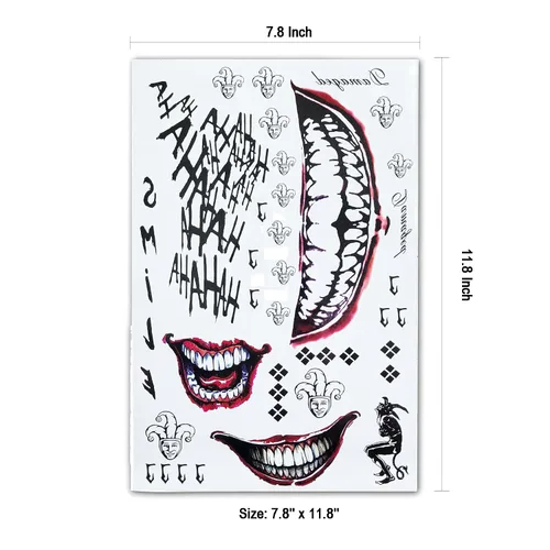 Vista 2 de Calcomanías de tatuaje falsas, 3 hojas de tatuajes temporales para mujer y 3 hojas de tatuajes para Halloween, disfraces, cosplay, fiestas