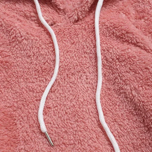 Vista 4 de ZAFUL Fuzzy Pullover Sudadera con capucha de manga larga Color de contraste Para uso al exterior Sudadera Tops con bolsillo.