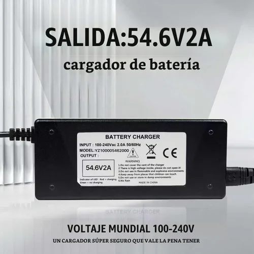 Vista 2 de Cargador de batería de litio de 54.6 V 2 A para batería de iones de litio de 48 V 13s, adaptador de corriente con pantalla HD para voltaje de carga