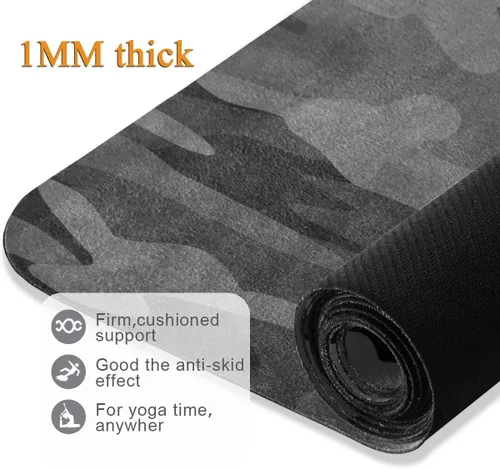 Vista 4 de Tapete de yoga de viaje de 71 x 24 pulgadas, antideslizante, de goma natural, plegable, ultra delgado de 0.059 in, ligero para fitness, pilates