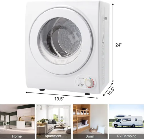 Vista 8 de Bonnlo Secadora de ropa portátil, máquina secadora eléctrica de carga frontal, secadoras de ropa compactas con tambor de acero inoxidable