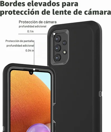Vista 2 de Para Samsung Galaxy A32 5G Caso,Funda a prueba de golpes a prueba de polvo para iPhone Samsung Galaxy A32 5G (negro)
