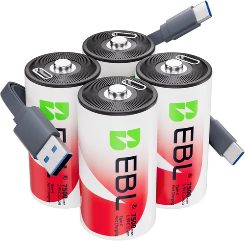 Vista 8 de EBL Baterías C recargables de litio de 7500 mWh, carga rápida USB-C