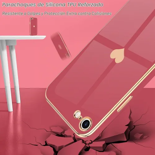 Vista 5 de Teageo Funda para iPhone SE 2020/2022, funda para iPhone 7/8, rubor Bright Blush