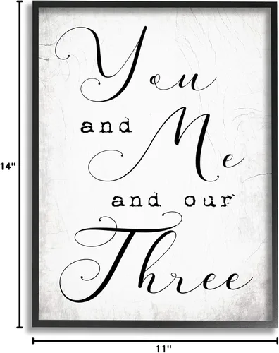 Vista 9 de Stupell Industries You Me and Our Three Phrase Family Home Quote, diseño de Daphne Polselli - Arte de pared enmarcado en negro, 11 x 14, blanco roto