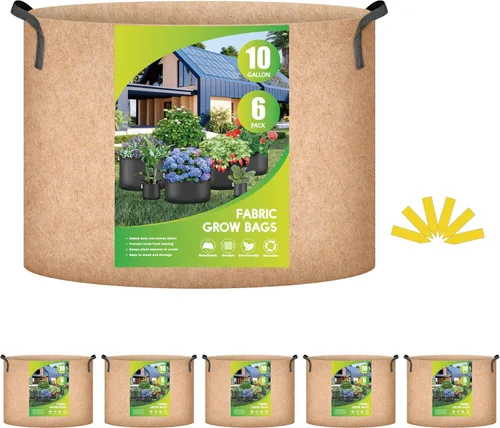 Vista 11 de iPower - Bolsa de cultivo para plantas de 5 galones, paquete de 6, resistentes, de tela con asas de nylon, contenedores de 300g de tela no tejida