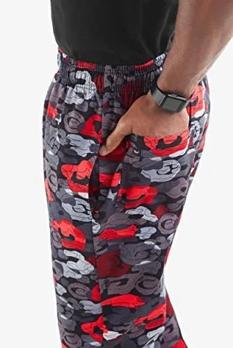 Vista 2 de Pantalón de chef con estampado de camuflaje urbano (XS-3X) Corte holgado tradicional, 100% algodón, cintura elástica