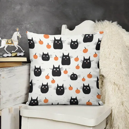 Vista 17 de Fundas de almohada frescas de 12 x 12 pulgadas, fundas de almohada de gatos y calabazas, decoración de habitación, funda de cojín de feliz Halloween