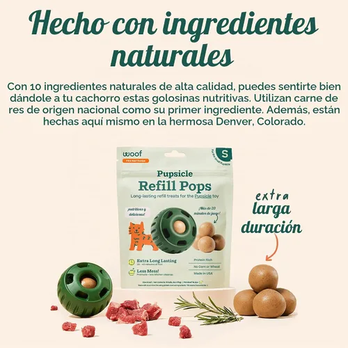 Vista 4 de WOOF Pupsicle Refill Pops - Snacks para perro de poco desorden - con mantequilla de cacahuete y carne de res - Premios para perro - De larga