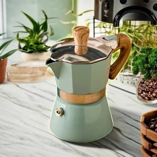 Vista 5 de Ochine Cafetera de café expreso, cafetera de café expreso, estufa, cafetera de café expreso, estilo italiano, taza de café expreso, olla de moka 150