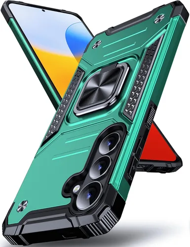 Vista 91 de DASFOND Diseñada para funda Galaxy S8 con soporte, anillo metálico giratorio mejorado de 360°, soporte kickstand de grado militar, resistente a