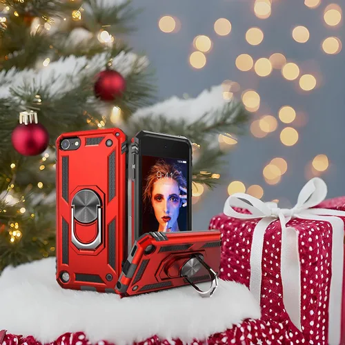 Vista 2 de IDweel Funda para iPod Touch 7, para iPod Touch 6 con soporte para automóvil, funda protectora híbrida resistente a prueba de golpes con soporte