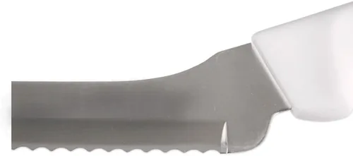 Vista 4 de Soro Essentials - Cuchillo sándwich de acero de alto carbono con borde festoneado de 8 pulgadas con mango de color blanco- Cuchillo dentado
